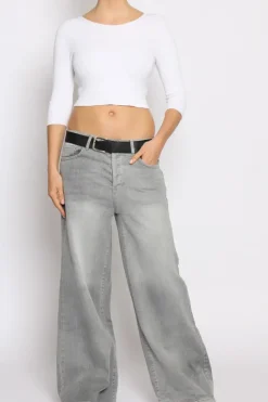 Jeans kami gamba ampia grigio