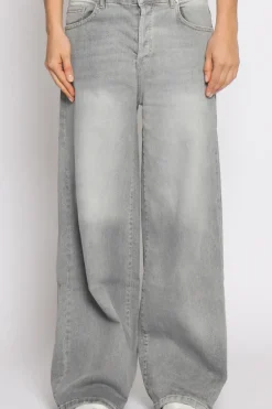 Jeans kami gamba ampia grigio