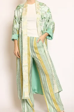 Kimono lungo fantasia acqua/verde/salvia