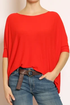 Maglia barca oversize in filo di viscosa campari