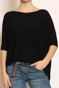 Maglia barca oversize in filo di viscosa nero