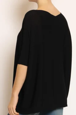 Maglia barca oversize in filo di viscosa nero