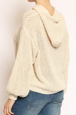 Maglia con cappuccio filo lurex calce/oro