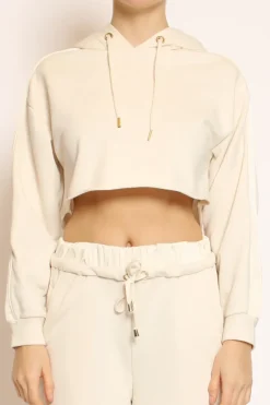 Maglia crop cappuccio burro