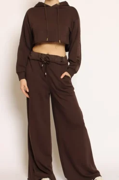 Maglia crop cappuccio cioccolato