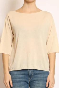 Maglia girocollo manica corta crema