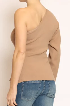 Maglia monospalla avana