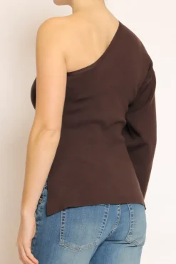 Maglia monospalla fondente