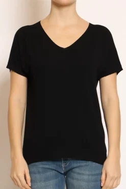 Maglia scollo v in filo di viscosa nero