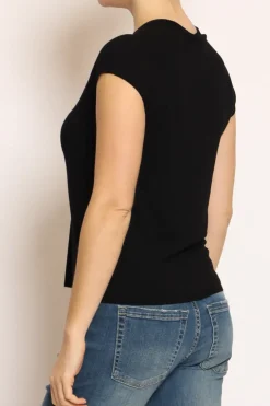 Maglia scollo V manica corta nero