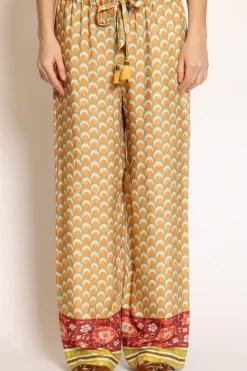 Pantalone coulisse fantasia verde/arancio/mattone