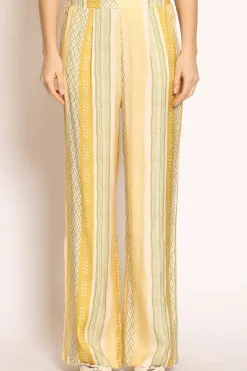 Pantalone fantasia elastico dietro cipria/olio/rosa
