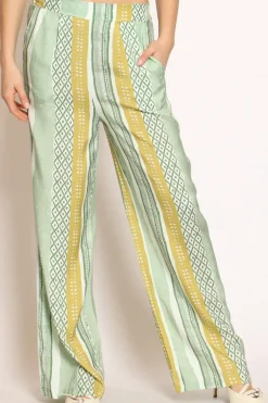 Pantalone fantasia elastico dietro acqua/verde/salvia