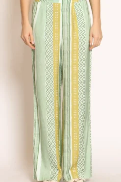 Pantalone fantasia elastico dietro acqua/verde/salvia