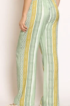 Pantalone fantasia elastico dietro acqua/verde/salvia