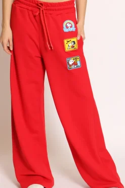 Pantalone felpa patch Snoopy rosso