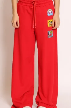Pantalone felpa patch Snoopy rosso