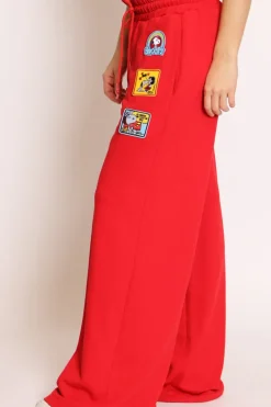 Pantalone felpa patch Snoopy rosso