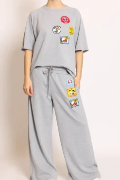Pantalone felpa patch Snoopy grigio