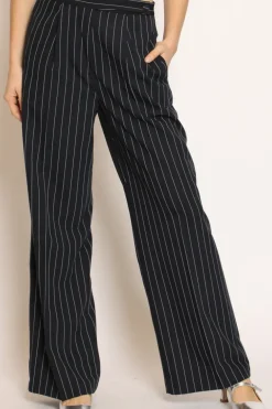 Pantalone gessato dritto blu