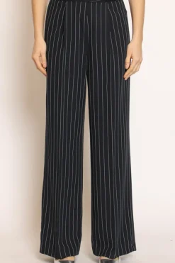 Pantalone gessato dritto blu