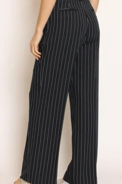 Pantalone gessato dritto blu