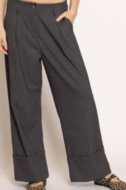 Pantalone GESSY con risvolto tessuto comfort elasticizzato grigio