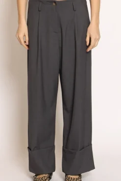 Pantalone GESSY con risvolto tessuto comfort elasticizzato grigio