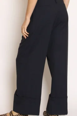 Pantalone GESSY con risvolto tessuto comfort elasticizzato blu