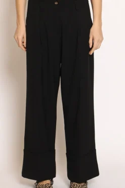 Pantalone GESSY con risvolto tessuto comfort elasticizzato nero