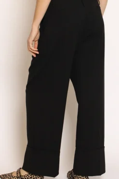 Pantalone GESSY con risvolto tessuto comfort elasticizzato nero