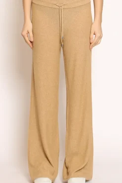 Pantalone in bouclu00e8 elasticizzato con coulisse sabbia