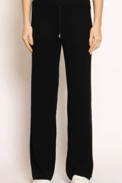 Pantalone in bouclu00e8 elasticizzato con coulisse nero
