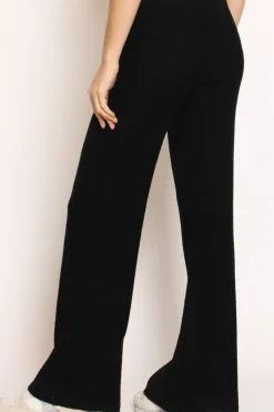 Pantalone in bouclu00e8 elasticizzato con coulisse nero