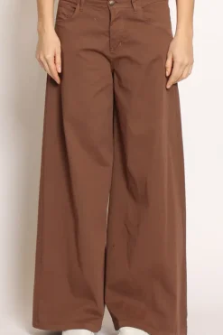 Pantalone LANY wide leg cotone elasticizzato moro