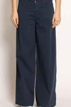Pantalone LANY wide leg cotone elasticizzato blu