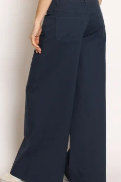 Pantalone LANY wide leg cotone elasticizzato blu