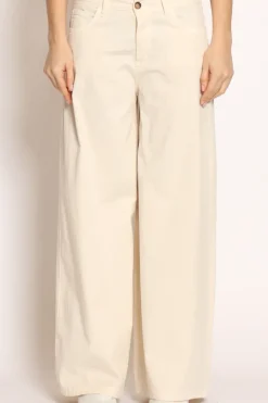 Pantalone LANY wide leg cotone elasticizzato burro