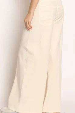Pantalone LANY wide leg cotone elasticizzato burro