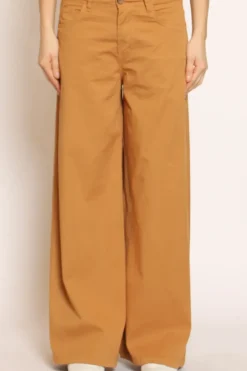 Pantalone LANY wide leg cotone elasticizzato caramel