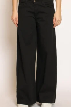 Pantalone LANY wide leg cotone elasticizzato nero