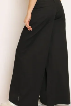 Pantalone LANY wide leg cotone elasticizzato nero