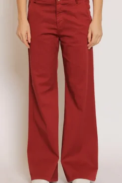 Pantalone LILLY palazzo cotone elasticizzato vino