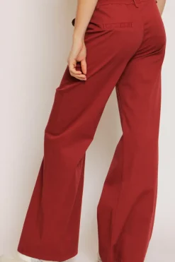 Pantalone LILLY palazzo cotone elasticizzato vino