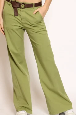 Pantalone LILLY palazzo cotone elasticizzato olio