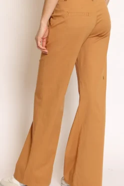 Pantalone lilly palazzo cotone elasticizzato caramel