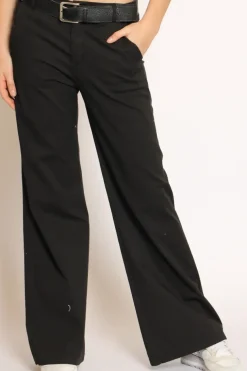Pantalone lilly palazzo cotone elasticizzato nero