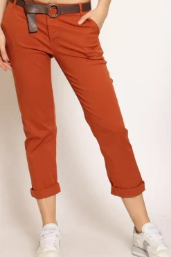 Pantalone LOIS chino cotone elasticizzato coccio
