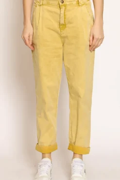 Pantalone LOLA cotone stone washed maltinto mimosa