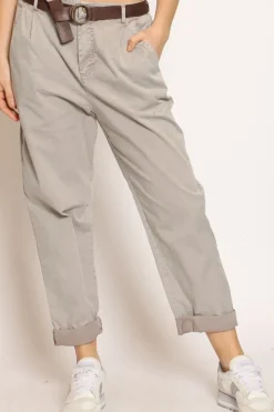 Pantalone LOLA cotone stone washed maltinto taupe